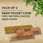 pack of 2 pocket comb,original neem wood comb 