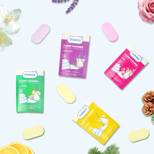 tabbsz, floor cleaner, assorted pack, cleaning tablets, plastic free, non toxic, child safe, pet safe, zero waste, eco friendly, India's first cleaning tablets, rose fragrance floor cleaner, jasmine fragrance floor cleaner, lavender fragrance floor cleaner, lime fragrance floor cleaner, shipping globally, polish protect floor cleaner, yellow stain remover floor cleaner
sensitive skin cleaner, skin friendly,  pack of 2, pack of 8, pack of 16, pack of 32, pack of 64